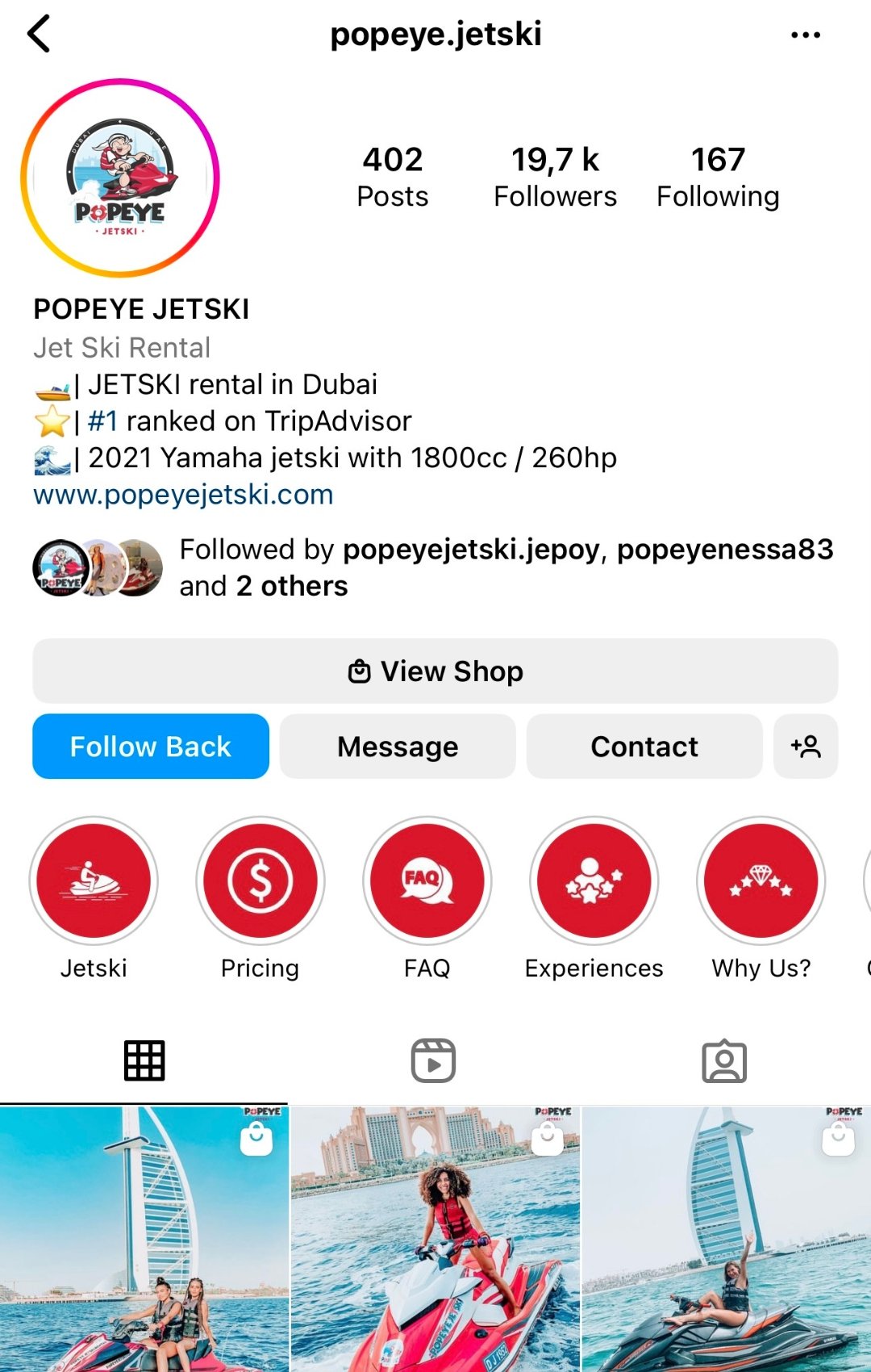 Instagram Profil Popeye Jetski