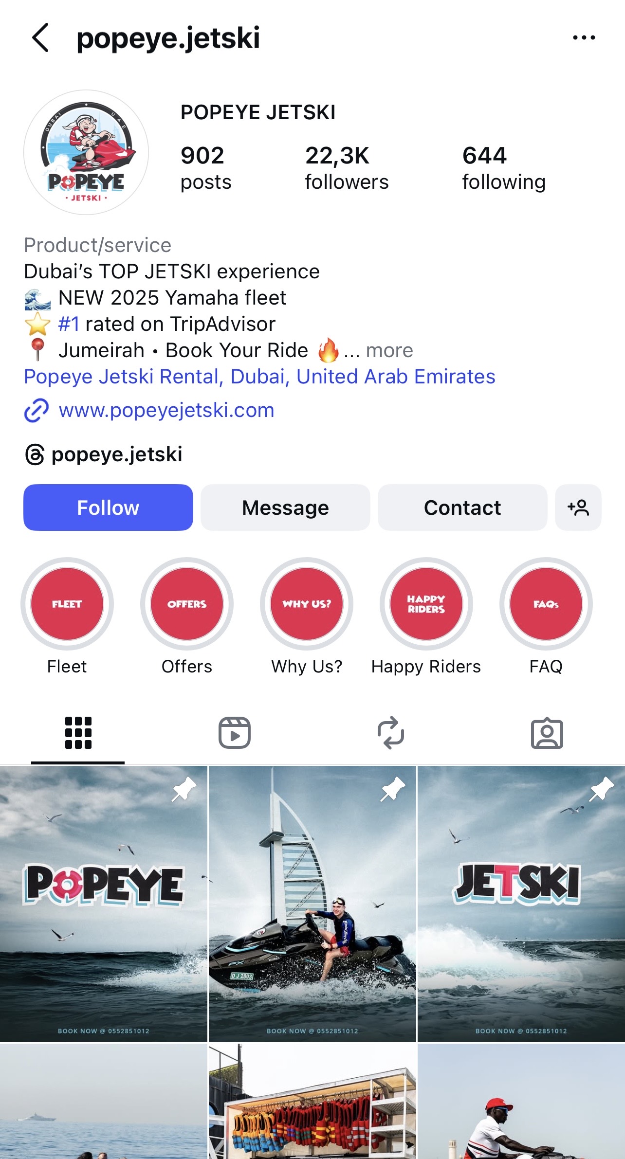 Instagram Profile Popeye Jet Ski